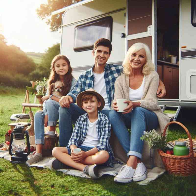 Couple enjoying their caravan