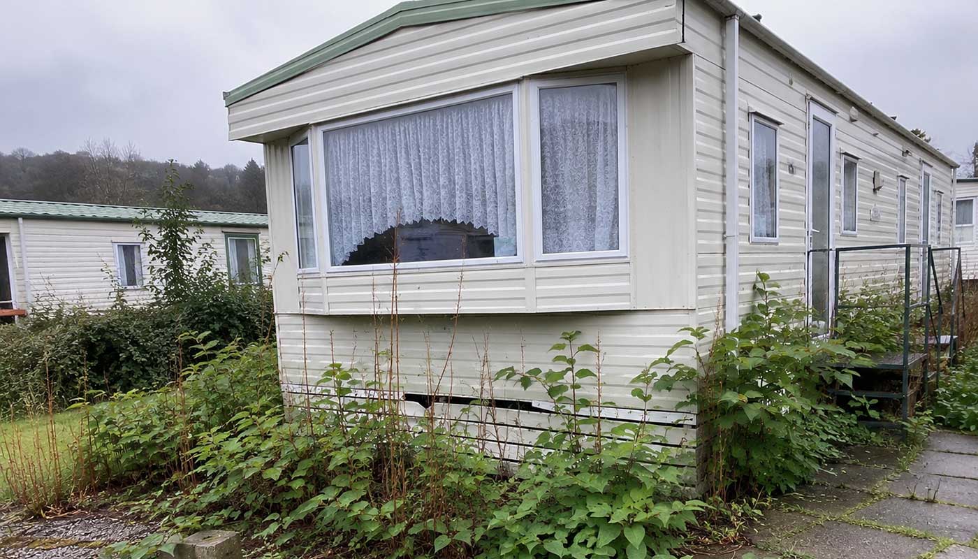 knotweed growing under caravan